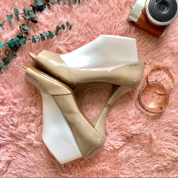 Calvin Klein Parisa Nude Peep Toe Pumps - Picture 4 of 8